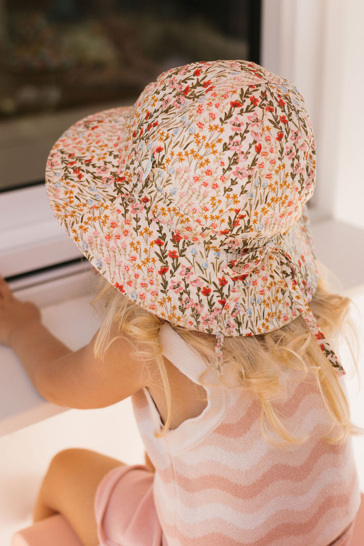 ACORN KIDS - WIDE BRIM REVERSIBLE SUNHAT: FIORELLA [sz:S - 50CM/9-18 MTHS]