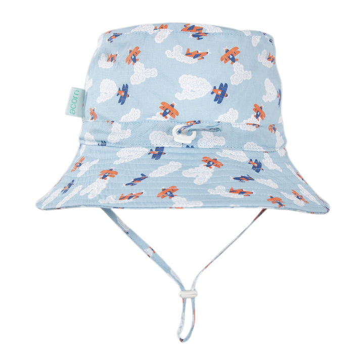 ACORN KIDS - WIDE BRIM BUCKET SUNHAT: HIGH FLYERS [sz:S - 50CM/9-18 MTHS]