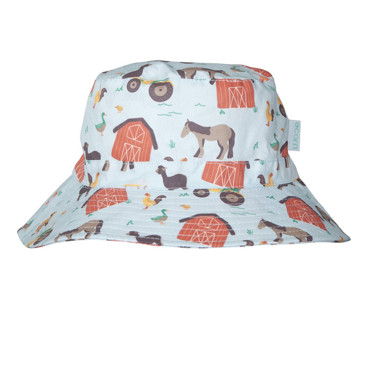 ACORN KIDS - WIDE BRIM BUCKET SUNHAT: FARMYARD [sz:S - 50CM/9-18 MTHS]