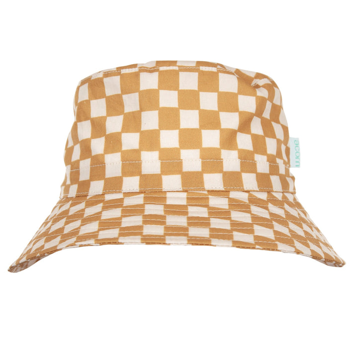 ACORN KIDS - WIDE BRIM BUCKET HAT: CHECKMATE [sz:S - 50CM/9-18 MTHS]