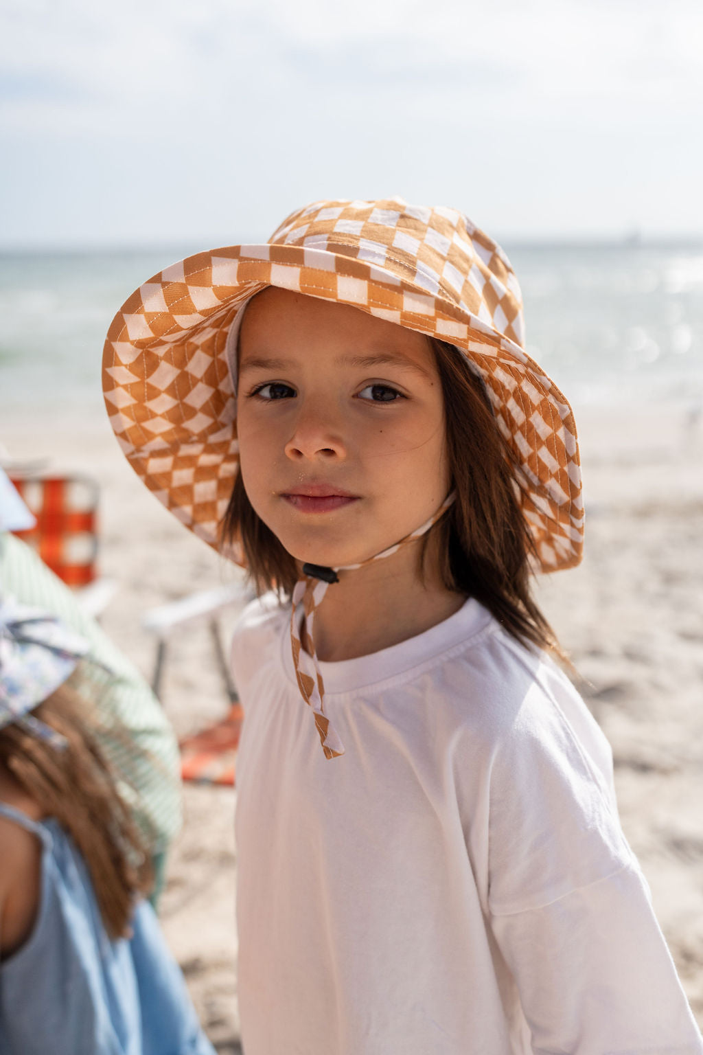 ACORN KIDS - WIDE BRIM BUCKET HAT: CHECKMATE [sz:S - 50CM/9-18 MTHS]