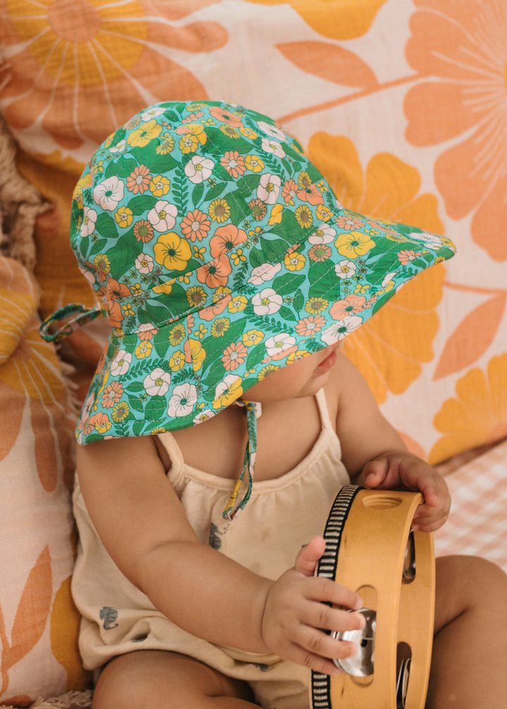 ACORN KIDS - INFANT WIDE BRIM SUNHAT: EDEN [sz:XS - 46CM/0-9 MTHS]
