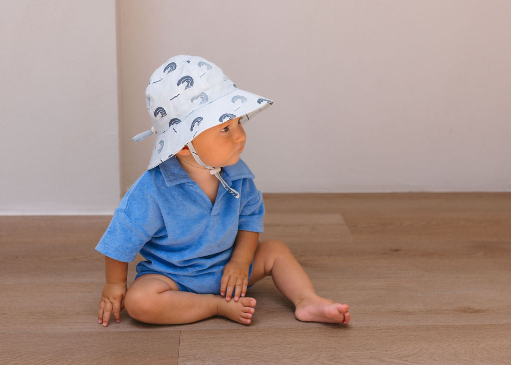 ACORN KIDS - INFANT WIDE BRIM SUNHAT: WAVE CURL [sz:XS - 46CM/0-9 MTHS]