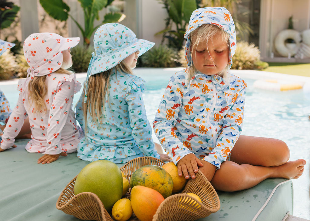 ACORN KIDS - SWIM FLAP CAP: UNDERTHE SEA [sz:S - 50CM/9-18 MONTHS]
