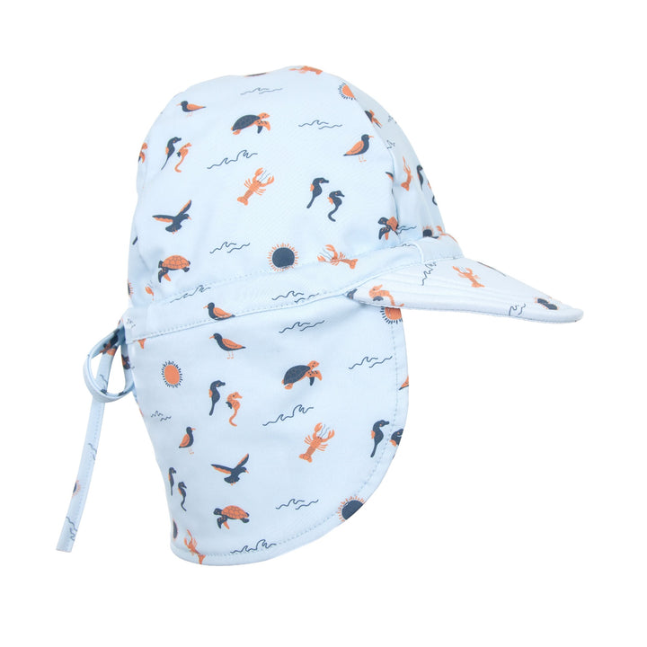ACORN KIDS - SEALIFE SWIM FLAP CAP: BLUE AND ORANGE [sz:S - 50CM/9-18 MONTHS]