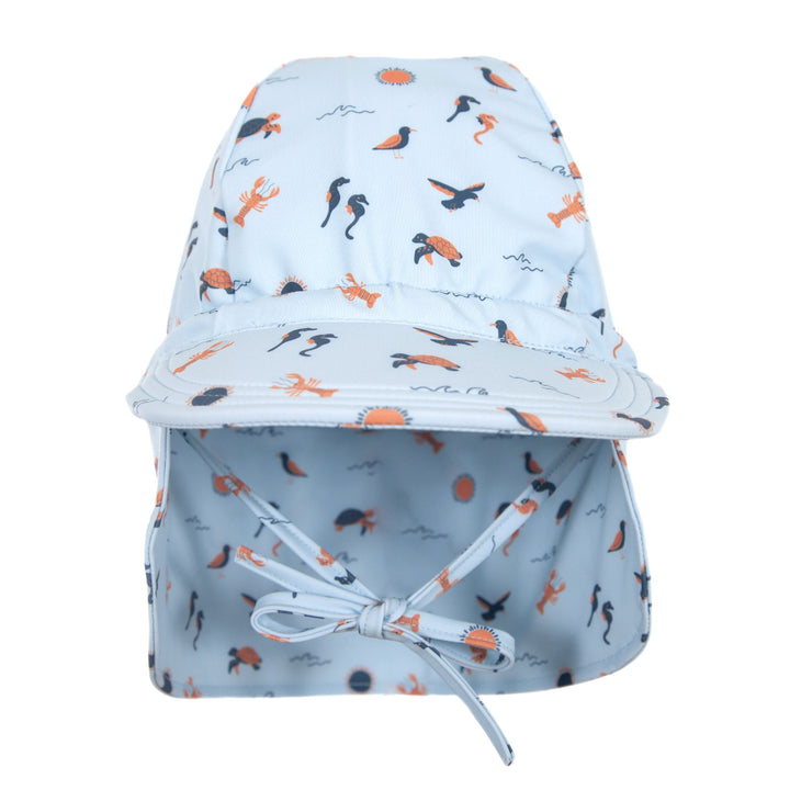 ACORN KIDS - SEALIFE SWIM FLAP CAP: BLUE AND ORANGE [sz:S - 50CM/9-18 MONTHS]