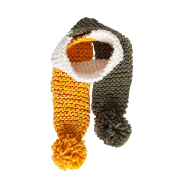 ACORN KIDS - TEDDY SCARF: KHAKI AND GOLD 