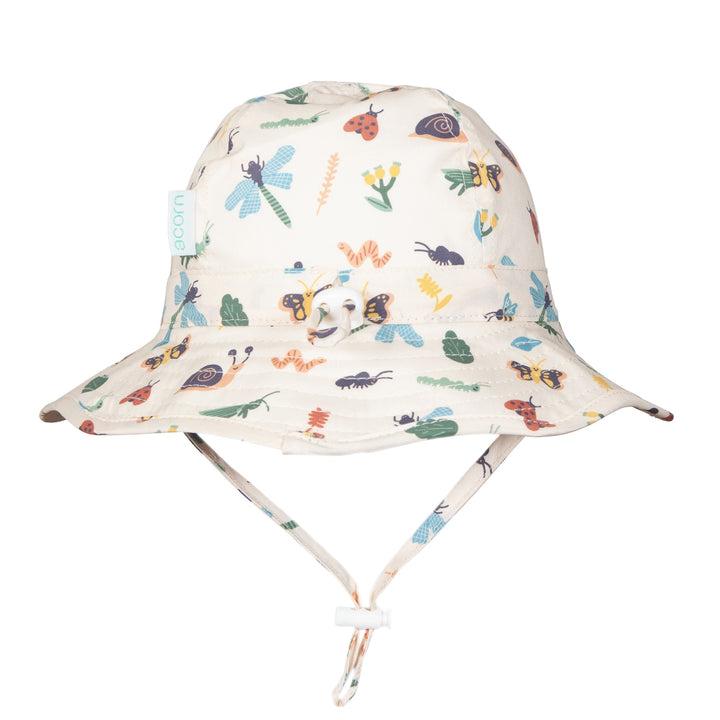 ACORN KIDS - INFANT WIDE BRIM SUNHAT: GARDEN FRIENDS [sz:XS - 46CM/0-9 MTHS]