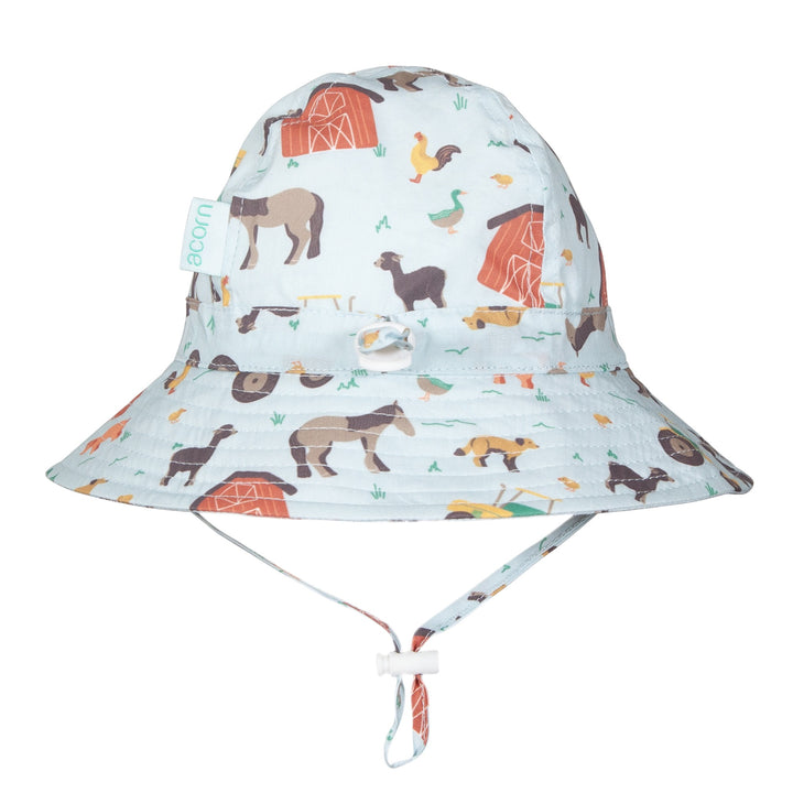 ACORN KIDS - INFANT WIDE BRIM SUNHAT: FARMYARD [sz:XS - 46CM/0-9 MTHS]