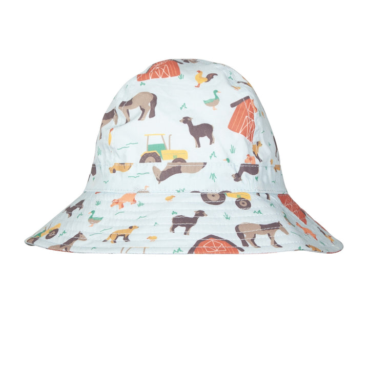 ACORN KIDS - INFANT WIDE BRIM SUNHAT: FARMYARD [sz:XS - 46CM/0-9 MTHS]
