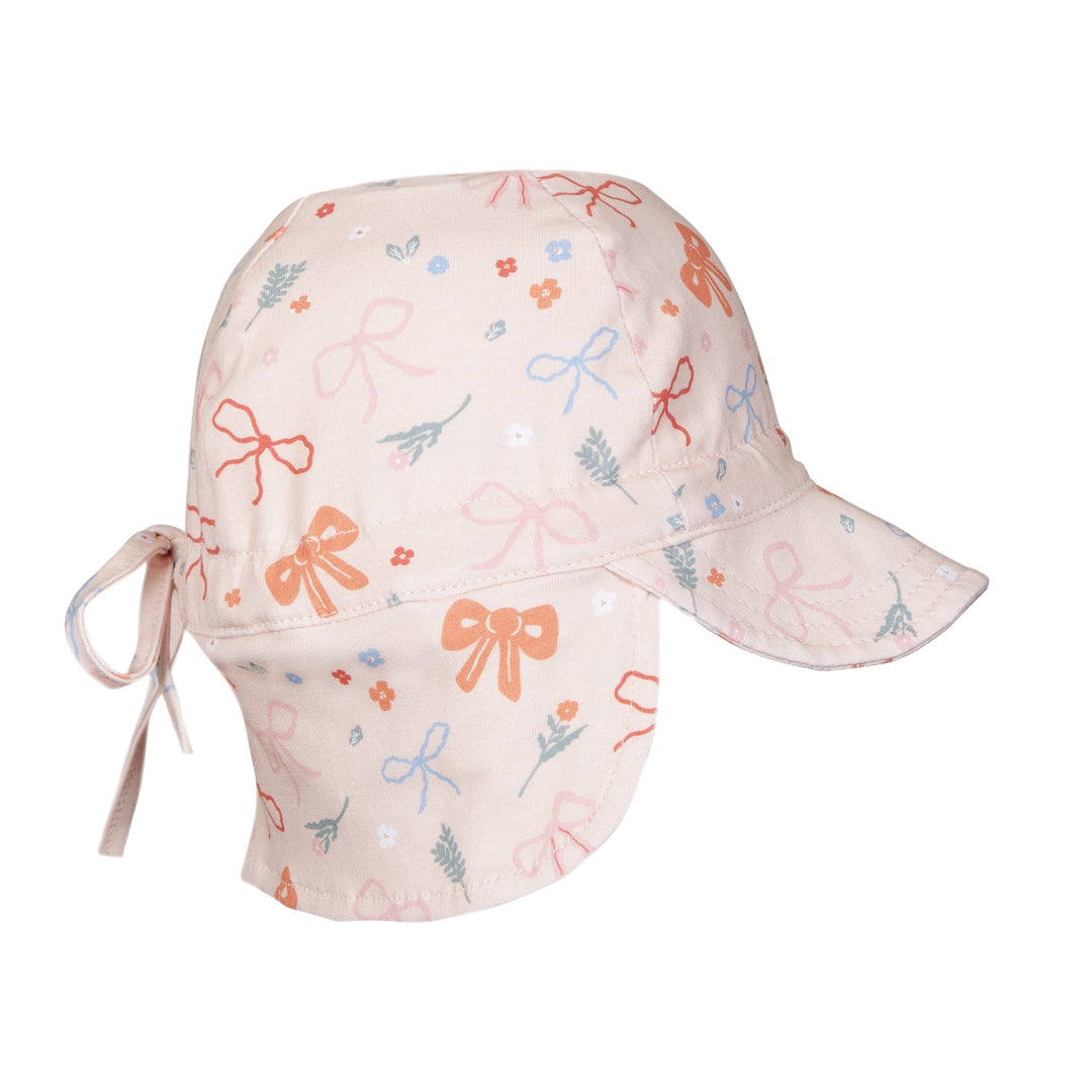 ACORN KIDS - FLAP HAT SOFT JERSEY: LITTLE BOWS [sz:XS - 46CM/0-9 MTHS]
