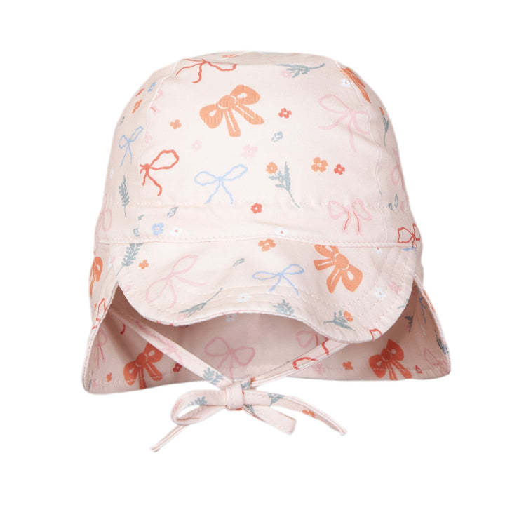 ACORN KIDS - FLAP HAT SOFT JERSEY: LITTLE BOWS [sz:XS - 46CM/0-9 MTHS]