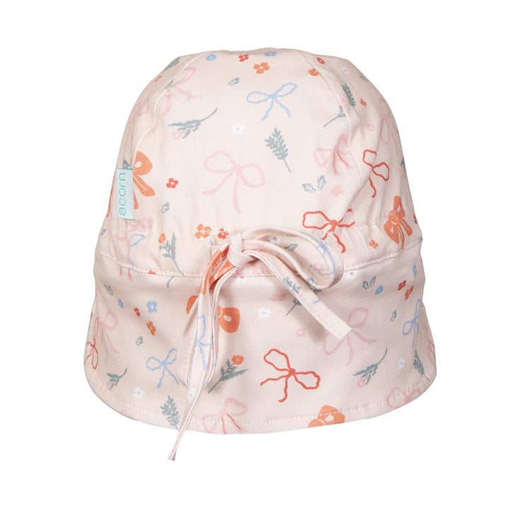ACORN KIDS - FLAP HAT SOFT JERSEY: LITTLE BOWS [sz:XS - 46CM/0-9 MTHS]