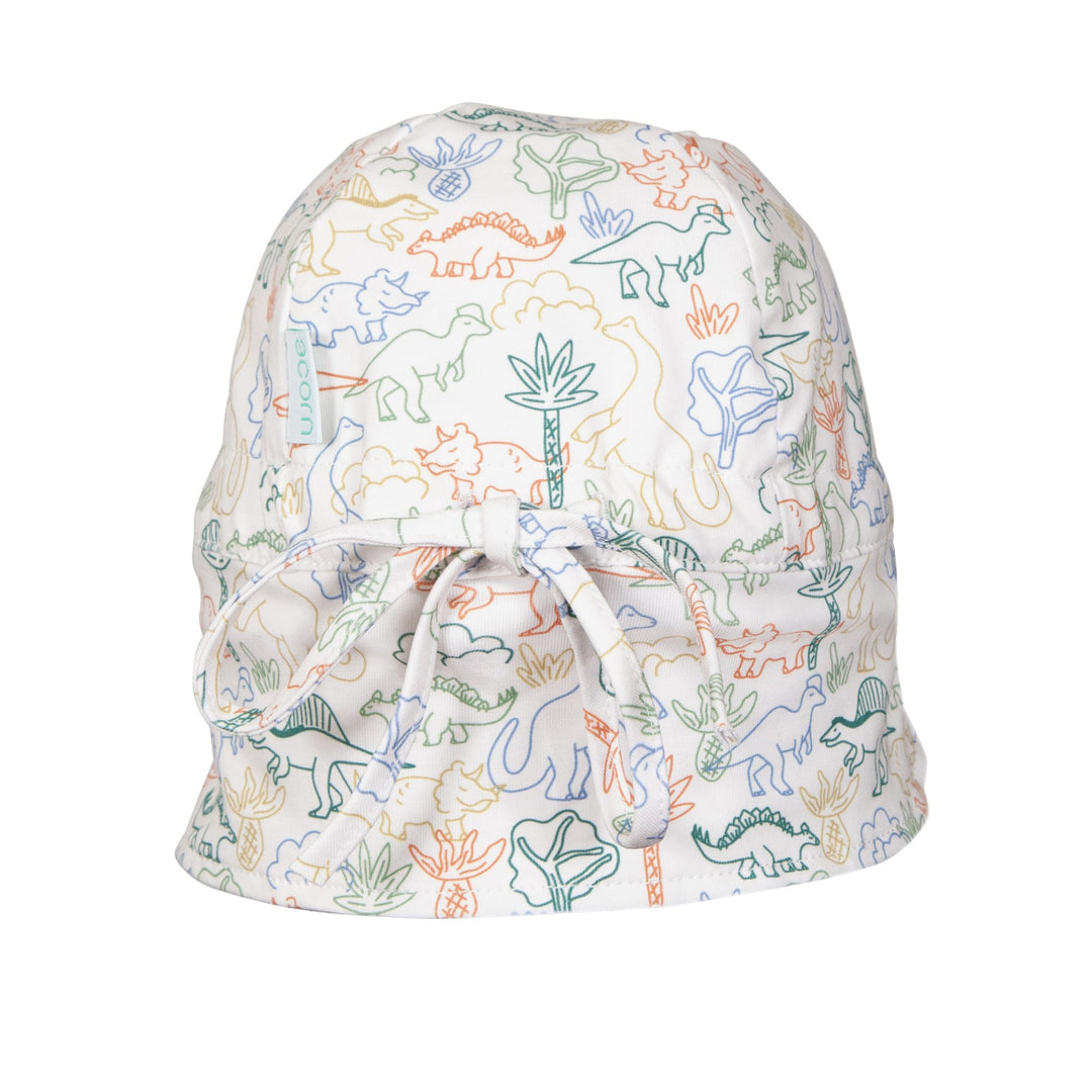 ACORN KIDS - FLAP HAT SOFT JERSEY: DINOS [sz:XS - 46CM/0-9 MTHS]