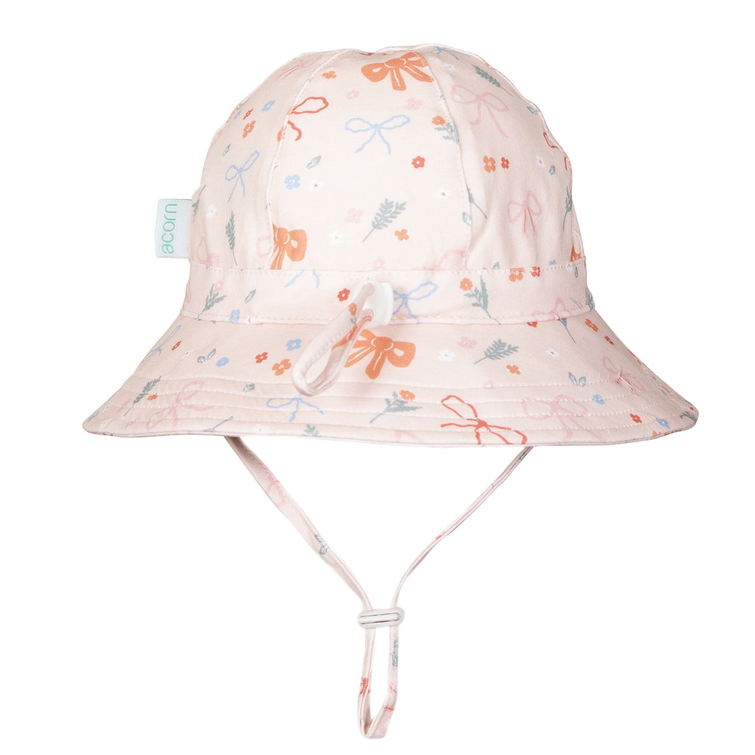 ACORN KIDS - SOFT JERSEY SUNHAT: LITTLE BOWS [sz:S - 50CM/9-18 MTHS]