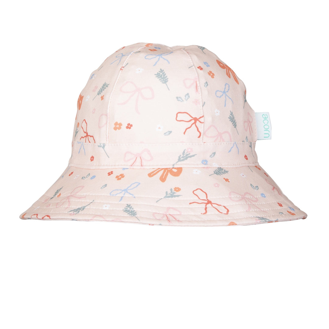 ACORN KIDS - SOFT JERSEY SUNHAT: LITTLE BOWS [sz:S - 50CM/9-18 MTHS]