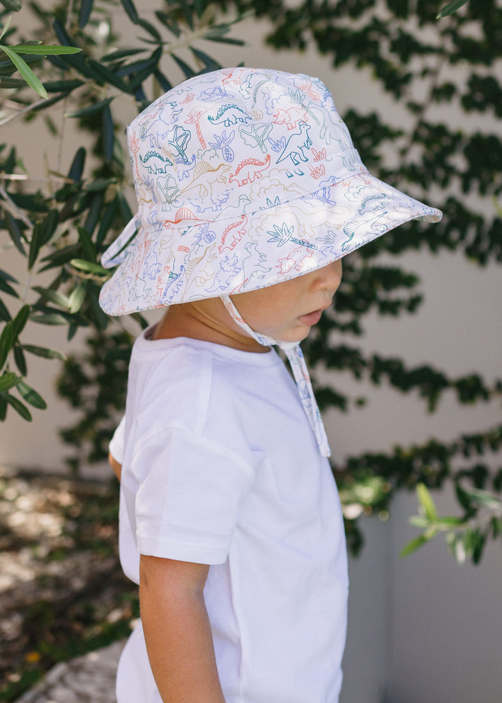 ACORN KIDS - SOFT JERSEY BUCKET HAT: DINO [sz:S - 50CM/9-18 MTHS]