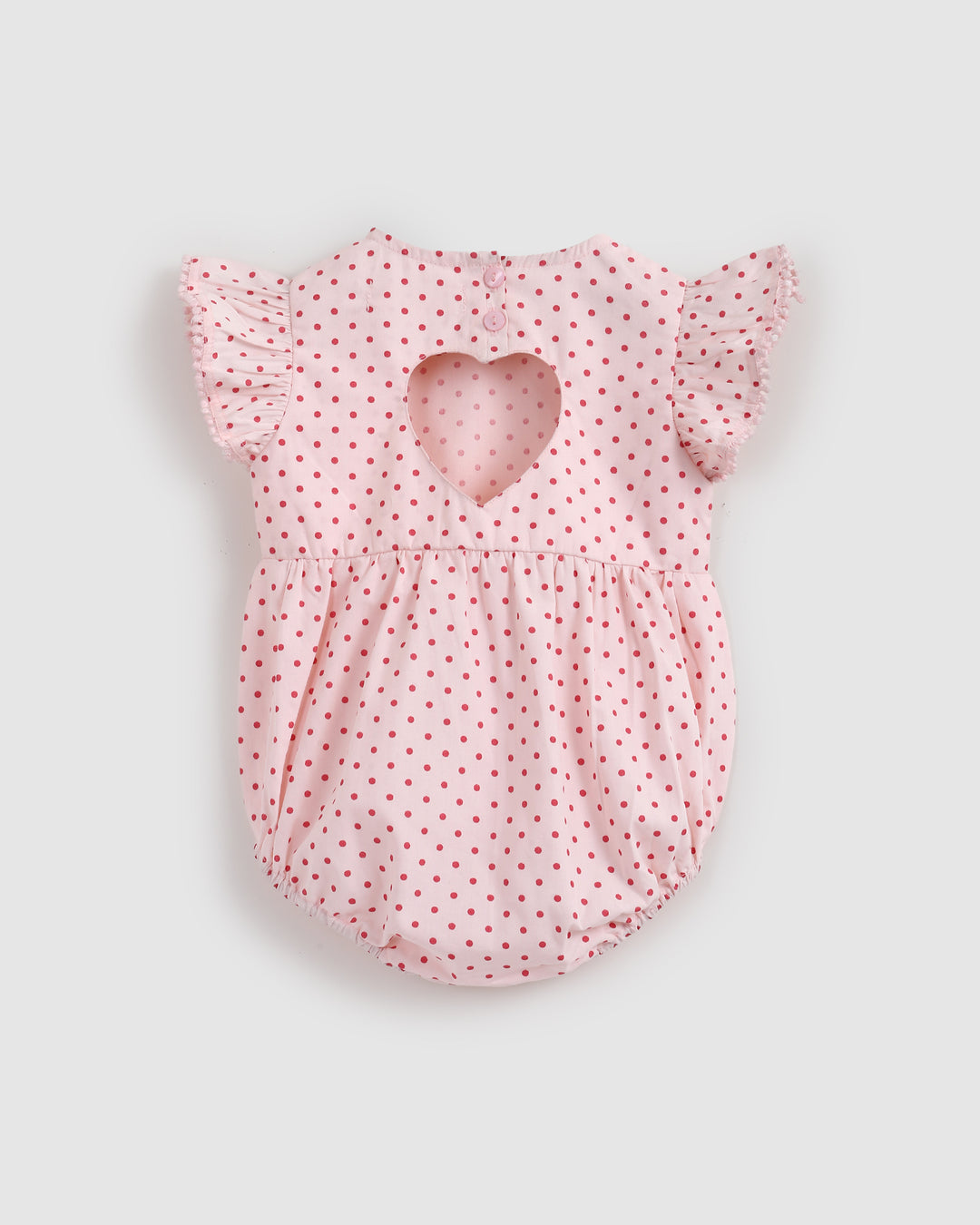 ALEX AND ANT - LOVE PLAYSUIT: RED/PINK POLKADOT [sz:0-3 MTHS]