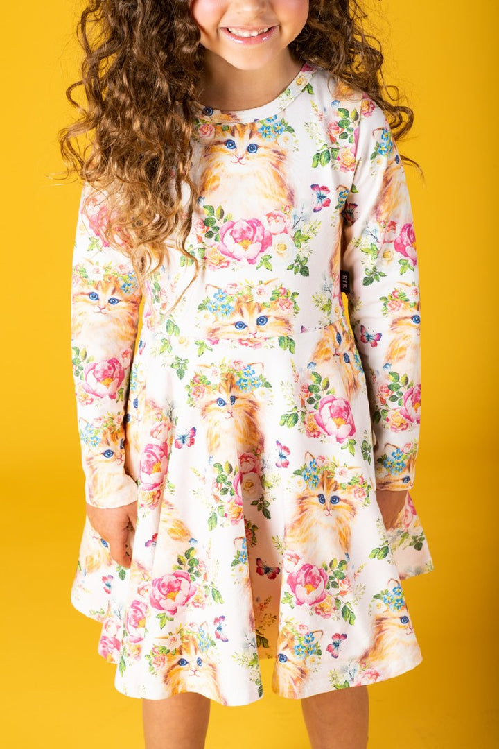 ROCK YOUR BABY - KITTY KATS WAISTED DRESS [sz:2 YRS]