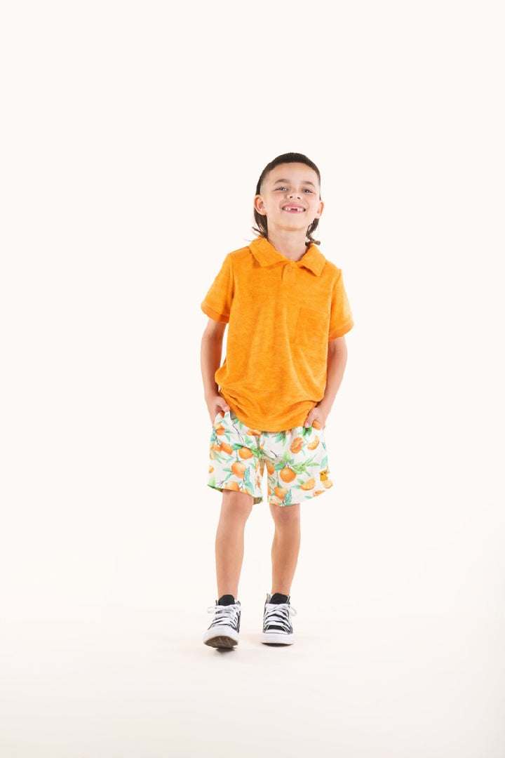 ROCK YOUR BABY - OCHRE POLO T SHIRT