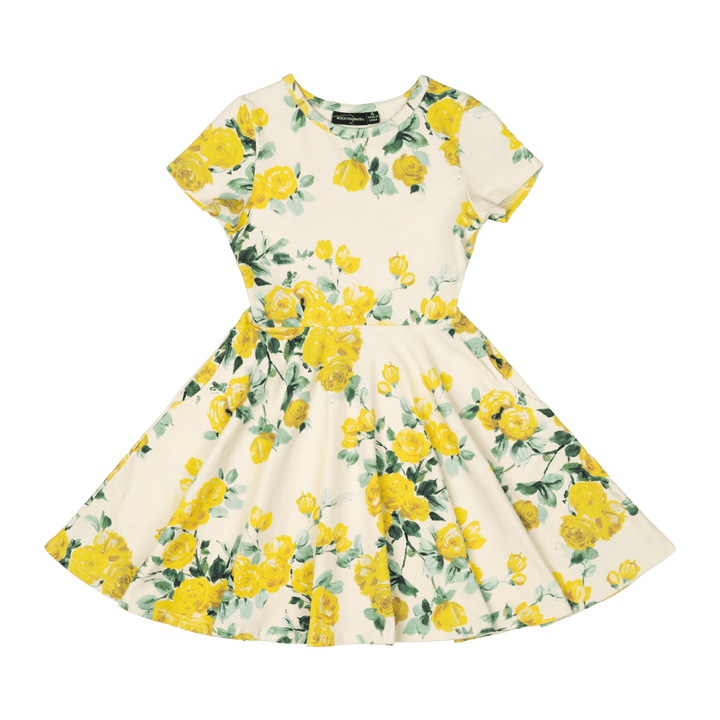 ROCK YOUR KID - YELLOW ROSES WAISTED DRESS