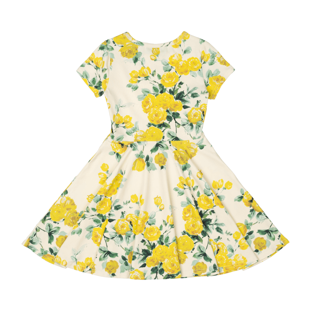 ROCK YOUR KID - YELLOW ROSES WAISTED DRESS