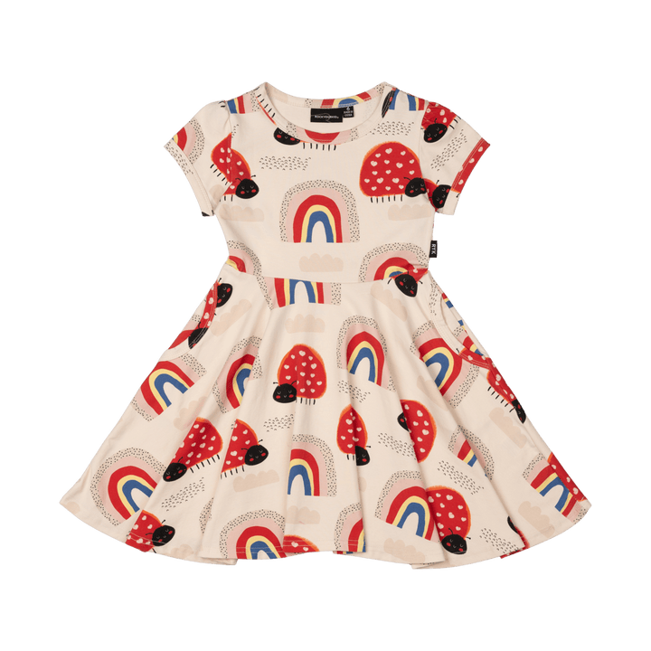 ROCK YOUR BABY - LOVE BUG RAINBOW WAISTED DRESS [sz:2 YRS]