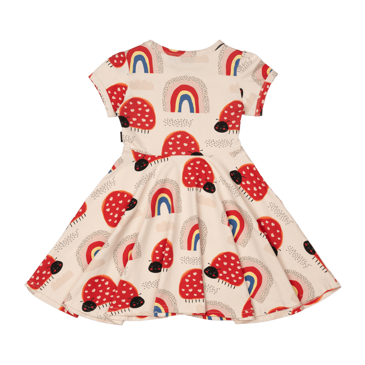 ROCK YOUR BABY - LOVE BUG RAINBOW WAISTED DRESS [sz:2 YRS]