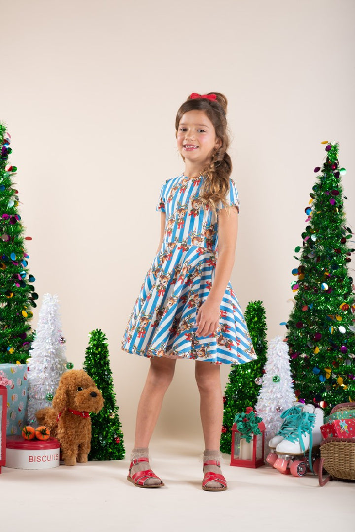 ROCK YOUR KID - REINDEER CHEER WAISTED DRESS