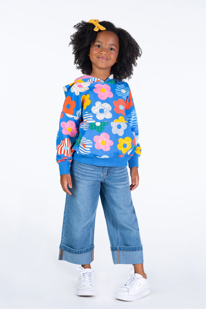 ROCK YOUR BABY - HAPPY FLOWERS HOODED SWEATSHIRT [sz:2 YRS]