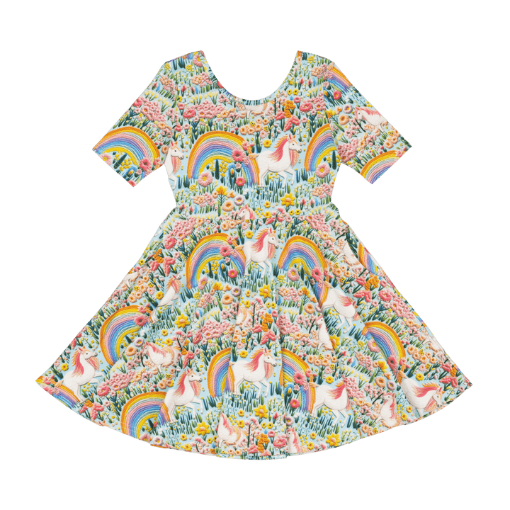 ROCK YOUR BABY - EMBROIDERED UNICORNS MABEL DRESS [sz:2 YRS]