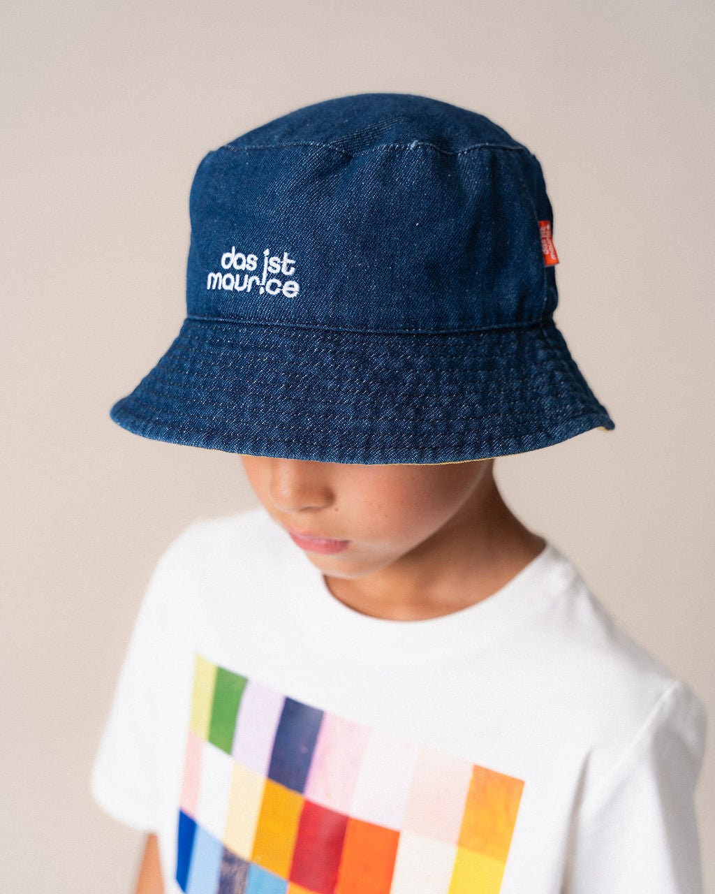 DAS IST MAURICE - MEETING OF DIPLOMATS: REVERSIBLE DENIM BUCKET HAT [sz:1-3 YRS]