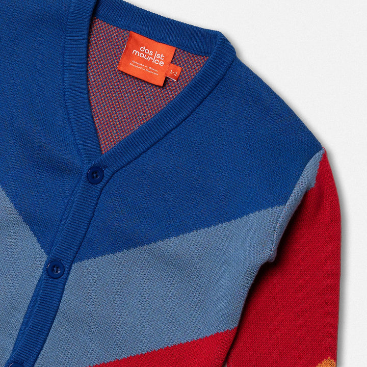 DAS 1ST MAURICE - JACQUARD KNIT CARDIGAN: RED A& BLUE [sz:1-2 YRS]