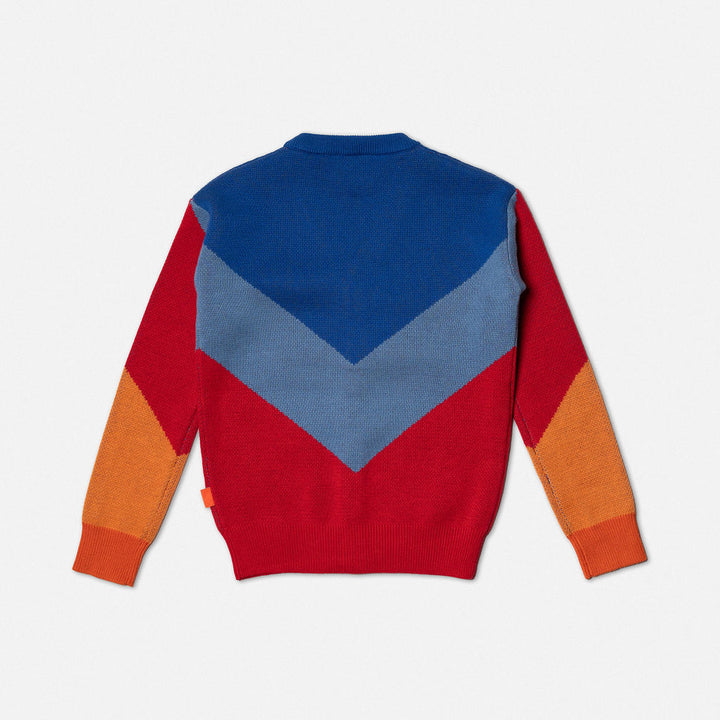 DAS 1ST MAURICE - JACQUARD KNIT CARDIGAN: RED A& BLUE [sz:1-2 YRS]
