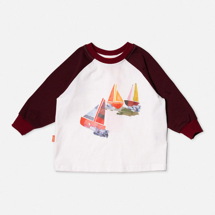 DAS 1ST MAURICE - RAGLAN LONG SLEEVE T SHIRT: BOATS [sz:1 YR]