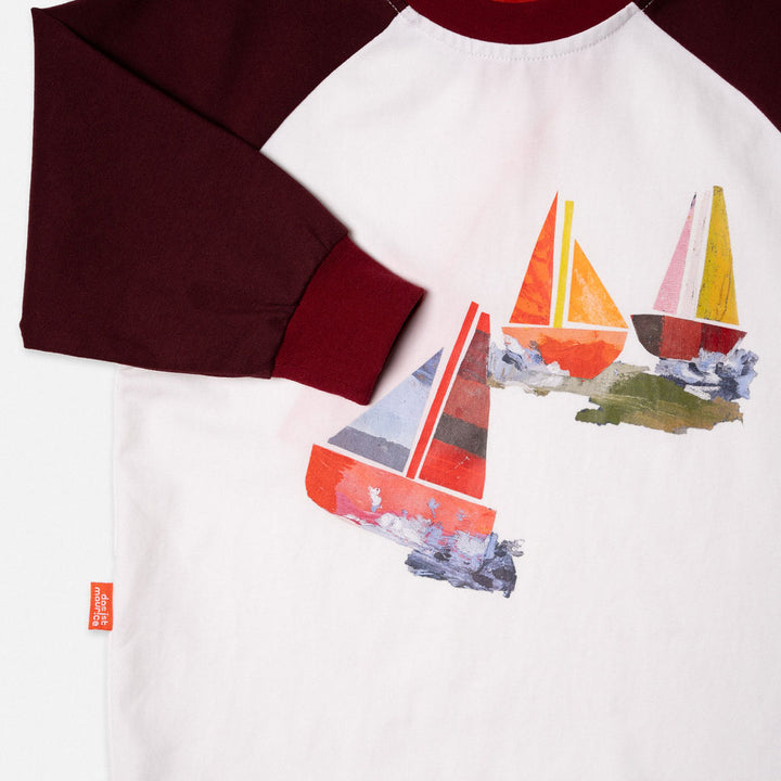 DAS 1ST MAURICE - RAGLAN LONG SLEEVE T SHIRT: BOATS [sz:1 YR]