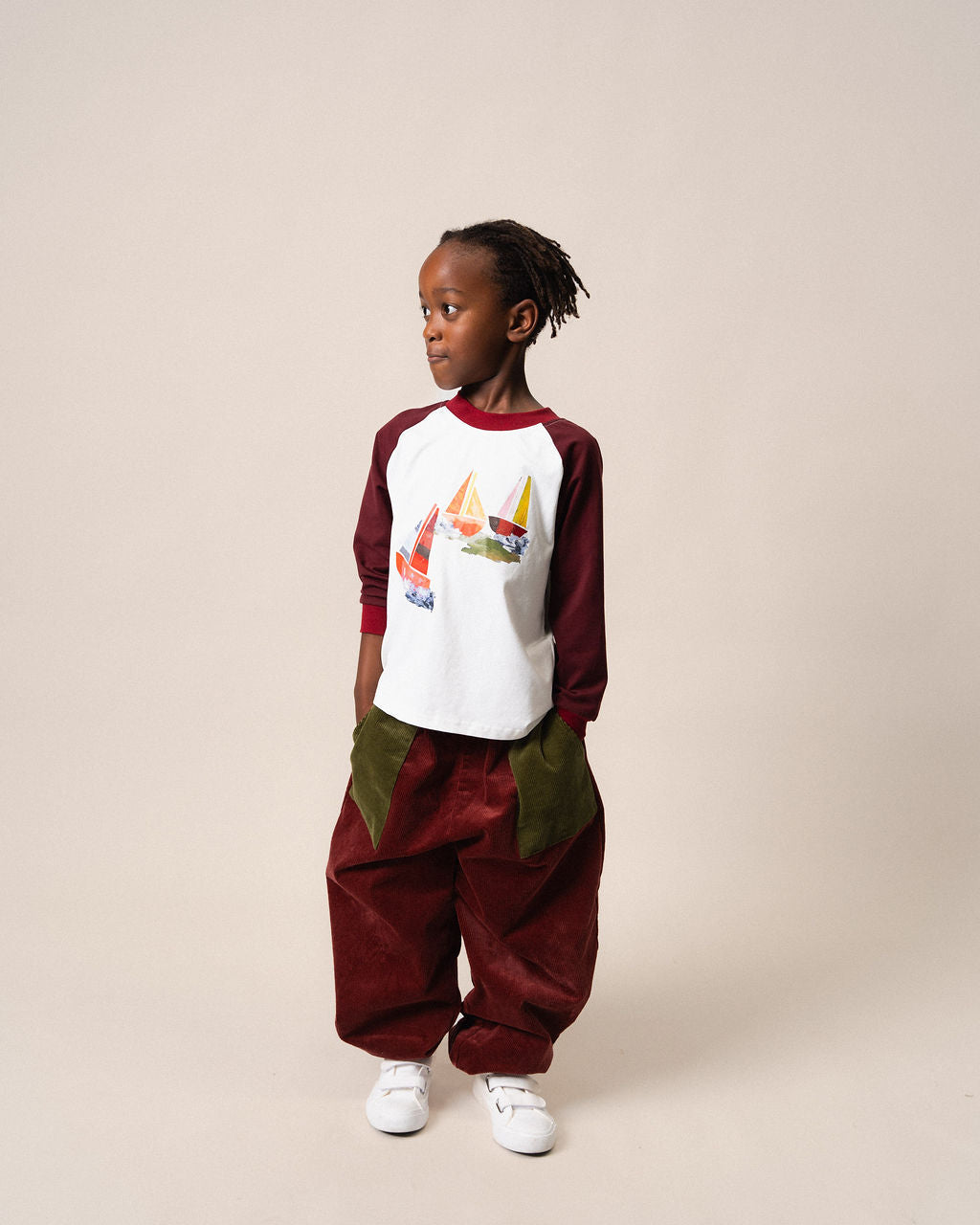 DAS 1ST MAURICE - RAGLAN LONG SLEEVE T SHIRT: BOATS [sz:1 YR]