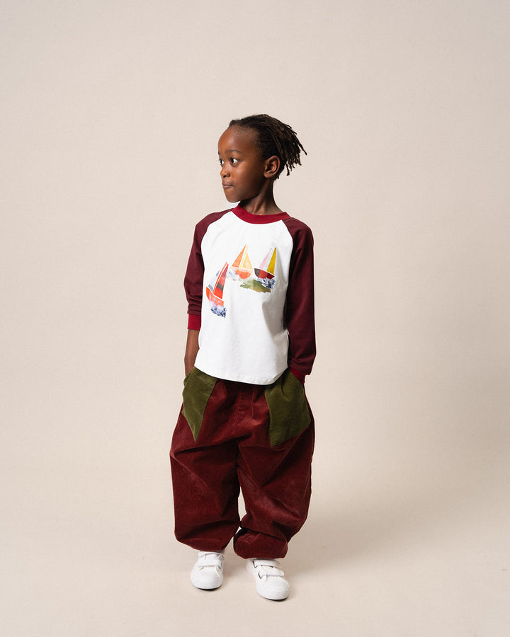 DAS 1ST MAURICE - RAGLAN LONG SLEEVE T SHIRT: BOATS [sz:1 YR]