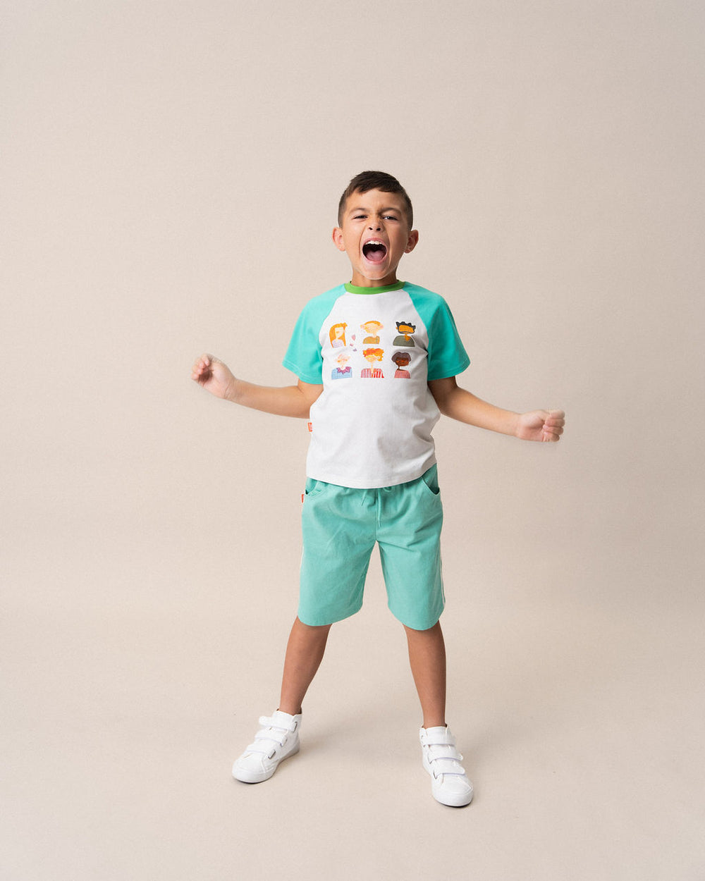 DAS IST MAURICE - PEOPLE OF NY: RAGLAN T SHIRT AQUA & WHITE [sz:1 YR]