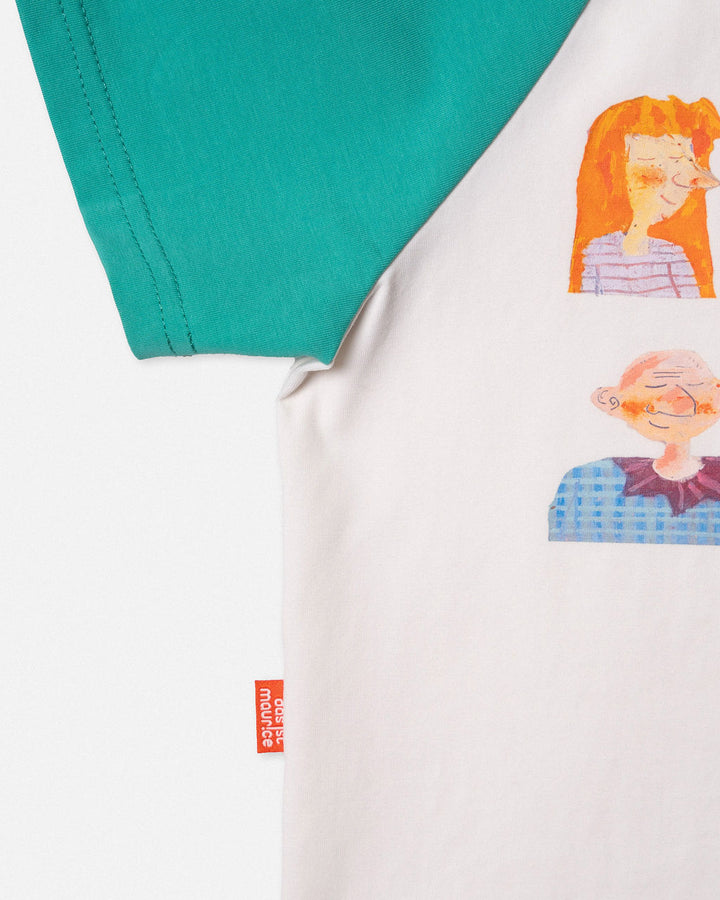 DAS IST MAURICE - PEOPLE OF NY: RAGLAN T SHIRT AQUA & WHITE [sz:1 YR]