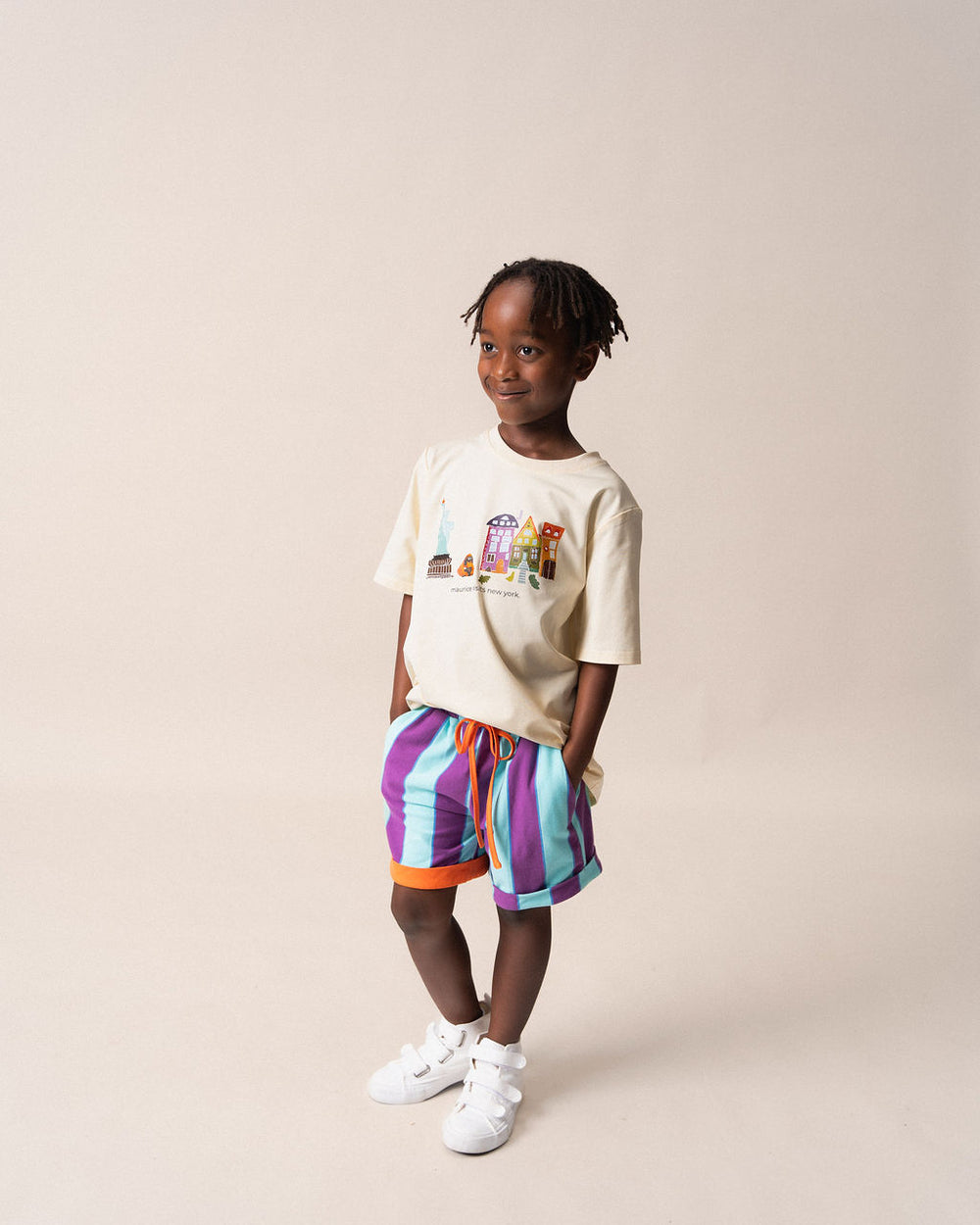 DAS IST MAURICE - PEOPLE OF NY: SHORTS PURPLE & AQUA STRIPES [sz:1 YR]