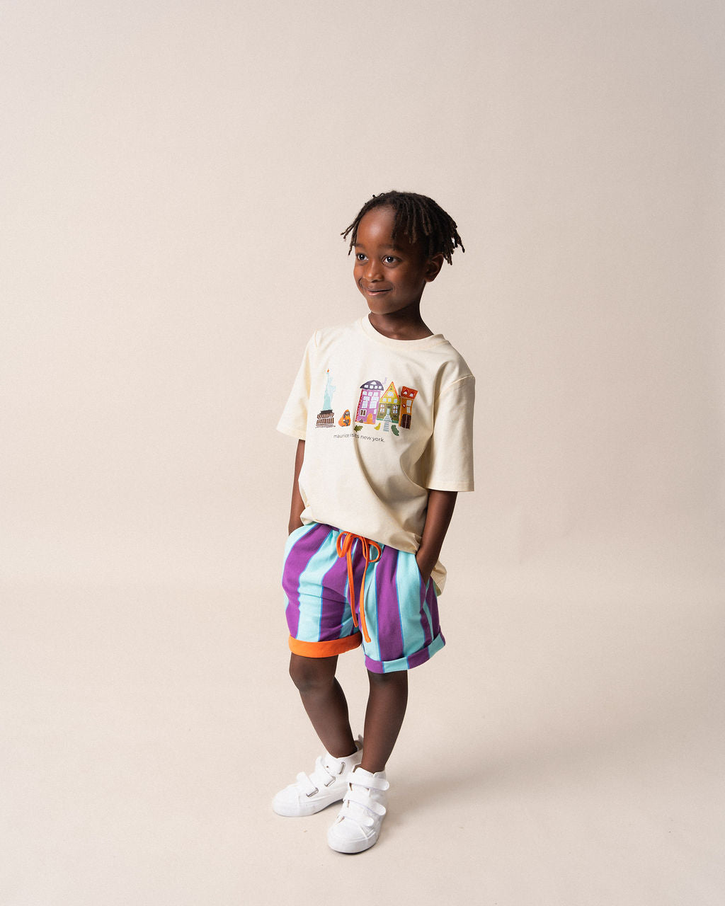 DAS IST MAURICE - PEOPLE OF NY: SHORTS PURPLE & AQUA STRIPES [sz:1 YR]