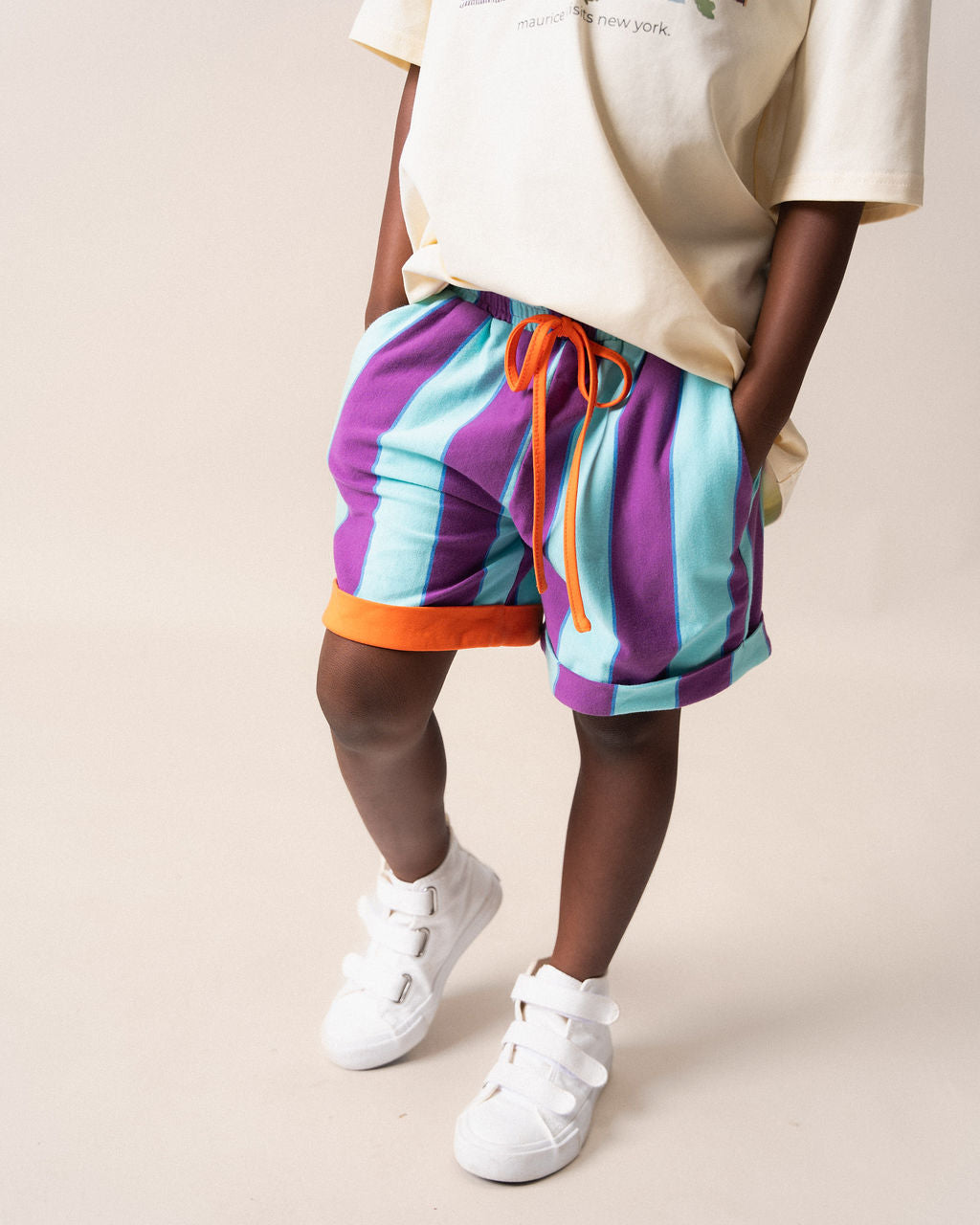DAS IST MAURICE - PEOPLE OF NY: SHORTS PURPLE & AQUA STRIPES [sz:1 YR]