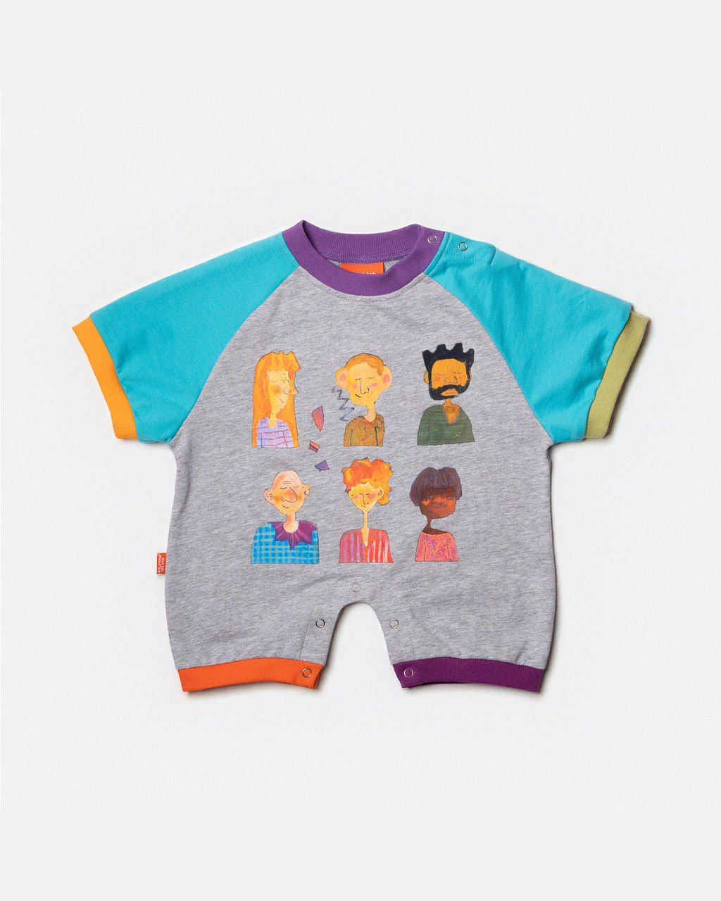 DAS IST MAURICE - PEOPLE OF NY: ROMPER AQUA & GREY [sz:0-3 MTHS]