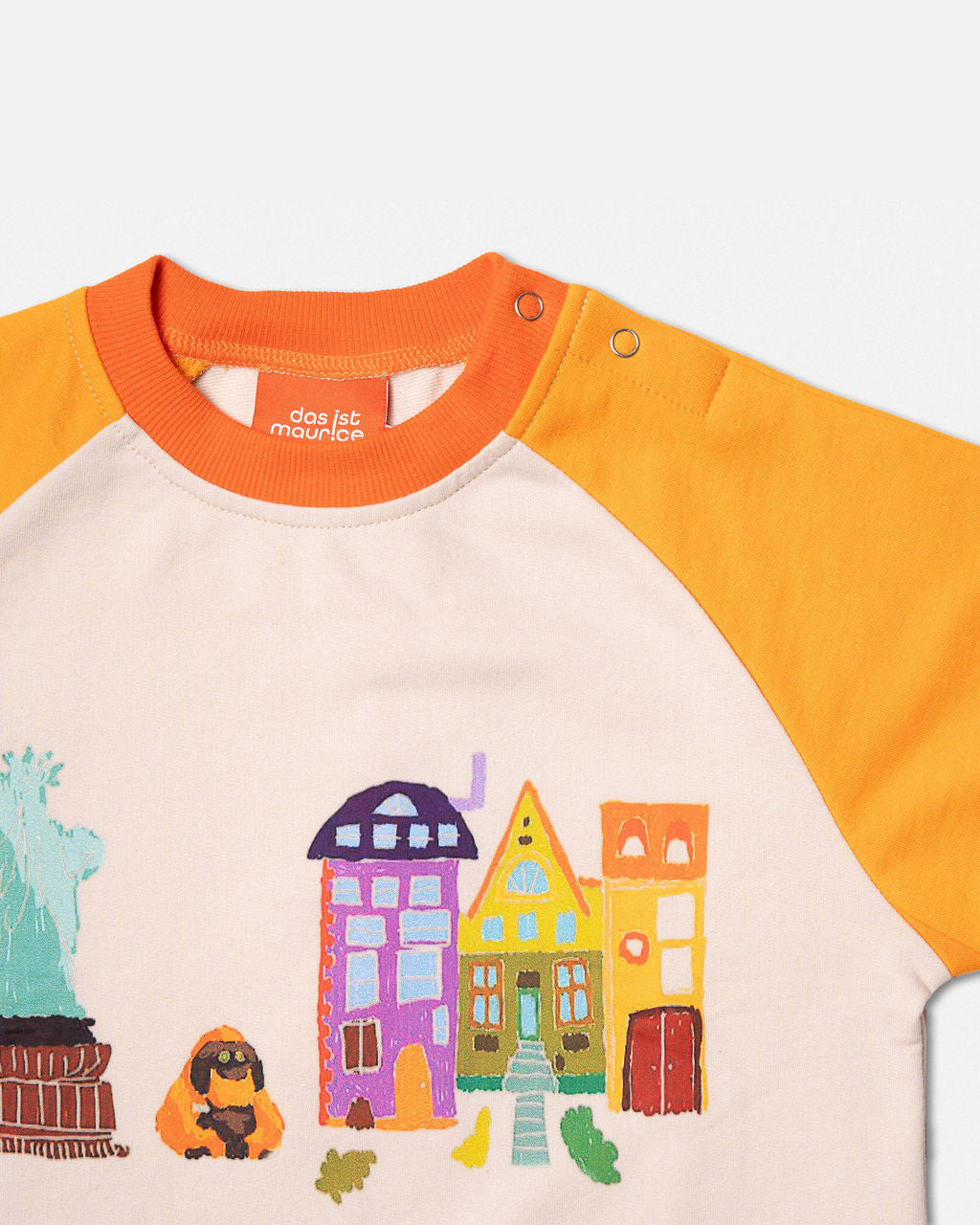 DAS IST MAURICE - PEOPLE OF NY: ROMPER TANGERINE & OFF WHITE [sz:0-3 MTHS]