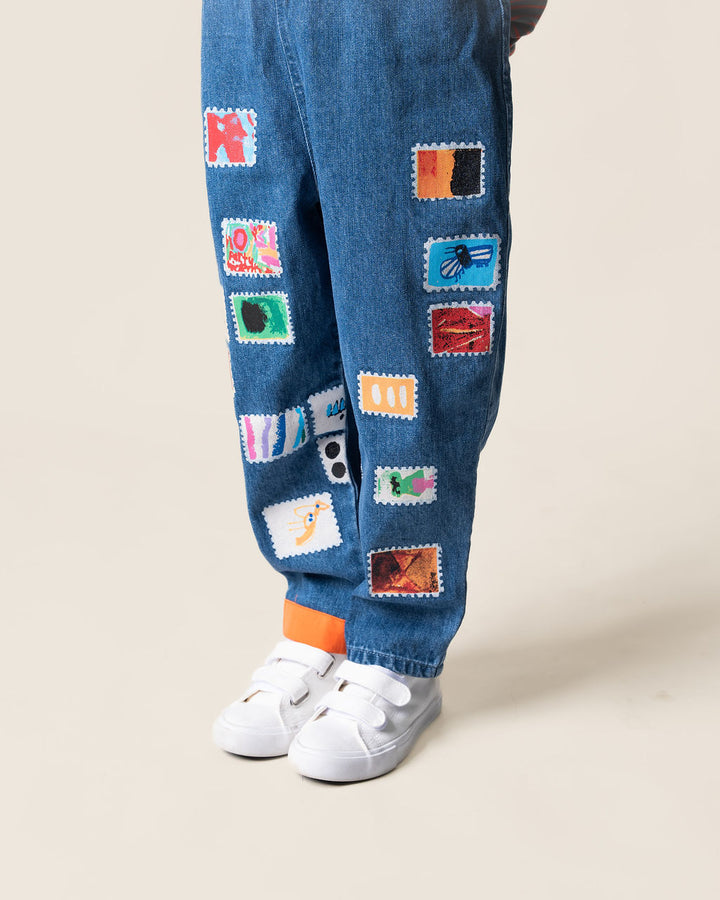 DAS IST MAURICE - DENIM OVERALLS: STAMPS [sz:1 YR]
