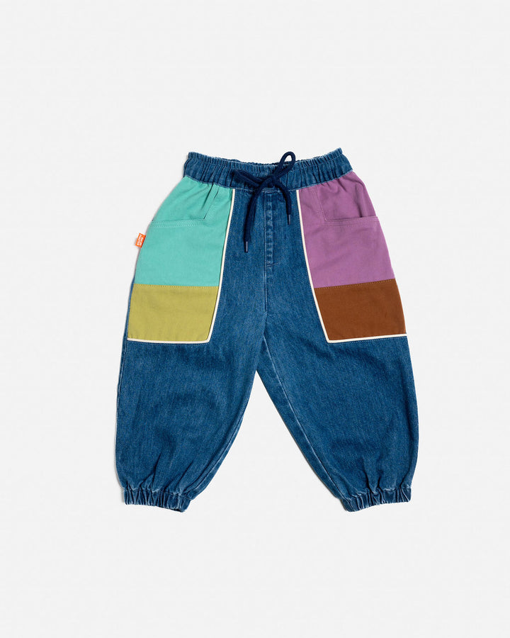 DAS IST MAURICE - DENIM BARREL PANTS: COLOUR BLOCK [sz:1 YR]