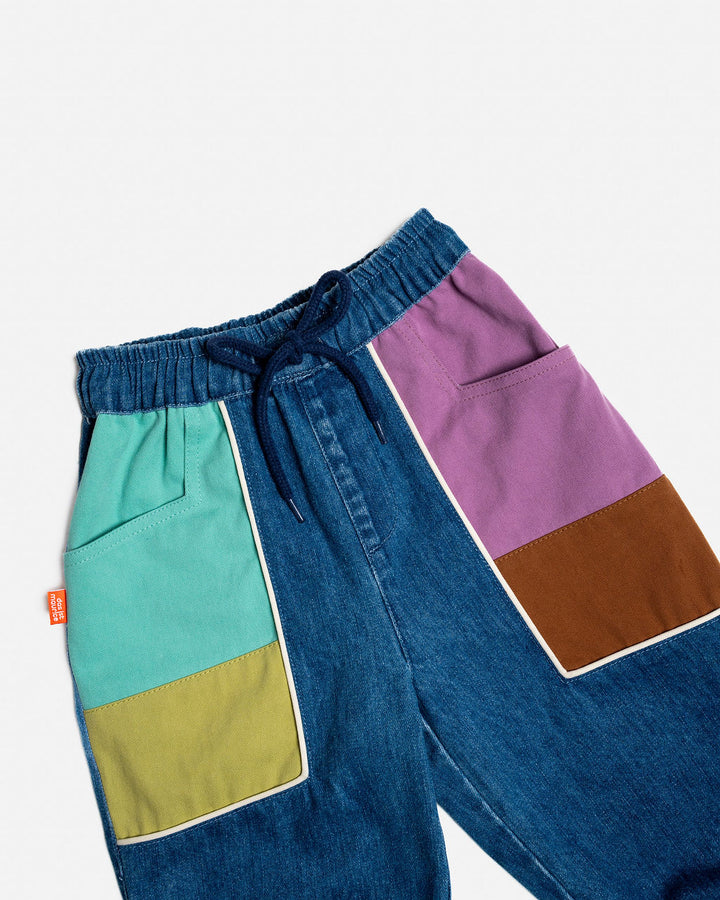 DAS IST MAURICE - DENIM BARREL PANTS: COLOUR BLOCK [sz:1 YR]