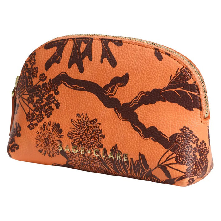 SAGE X CLARE - DELPHINE COSMETIC POUCH: VIVID CORAL
