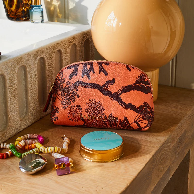 SAGE X CLARE - DELPHINE COSMETIC POUCH: VIVID CORAL